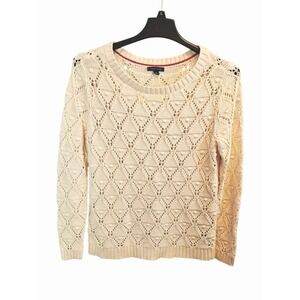 Tommy Hilfiger Creme Cable-Knit Argyle Diamond‎ Sweater Large